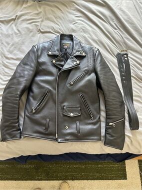 Vanson Black Leather Motorcycle Jacket with Belt